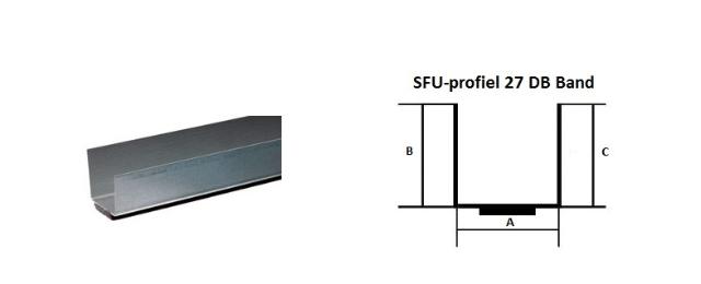 Steelframe - MS U-27F plafondprofiel met DB Band 1x20mm L= 3000 mm