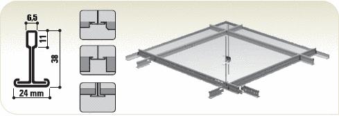 CMC T24 850 Hoofdprofiel 38x24 mm gesleufd om de 150mm wit 001 L= 3600 mm