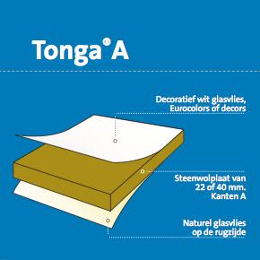 Eurocoustic Tonga kant A inleg Basalte V2 600x600x22 mm