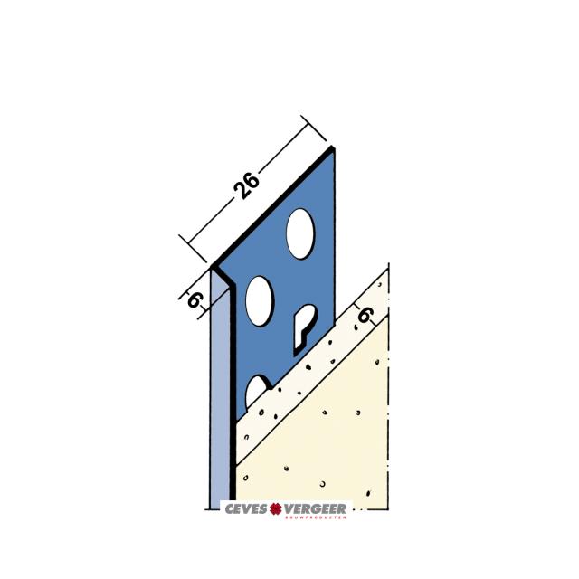 Stucstopprofiel rvs L= 2600mm - 2135-2.60