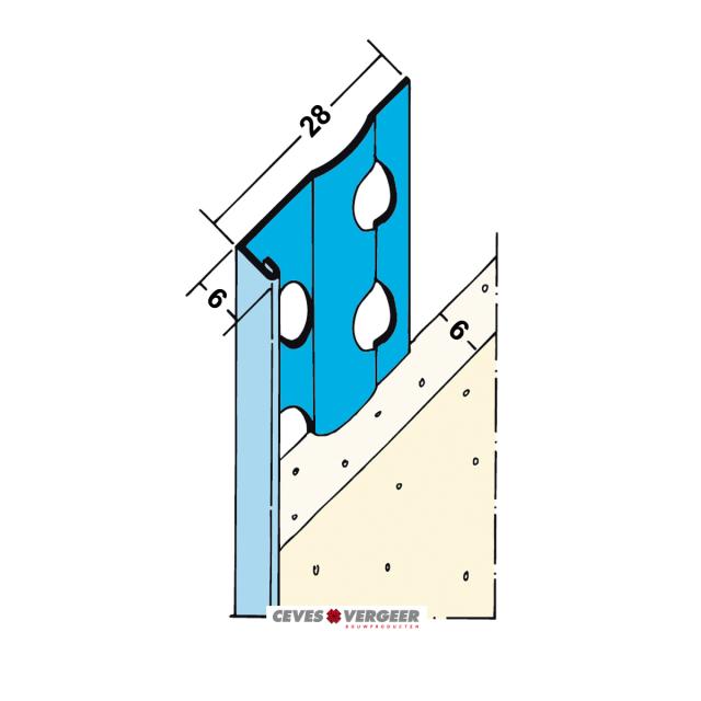 Stucstopprofiel verzinkt staal L= 3000mm - 1216H-3.00
