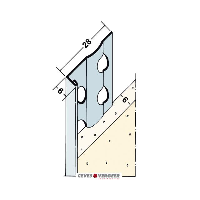 Stucstopprofiel gecoat verzinkt staal wit L= 2600mm - 1216S-2.60-WIT