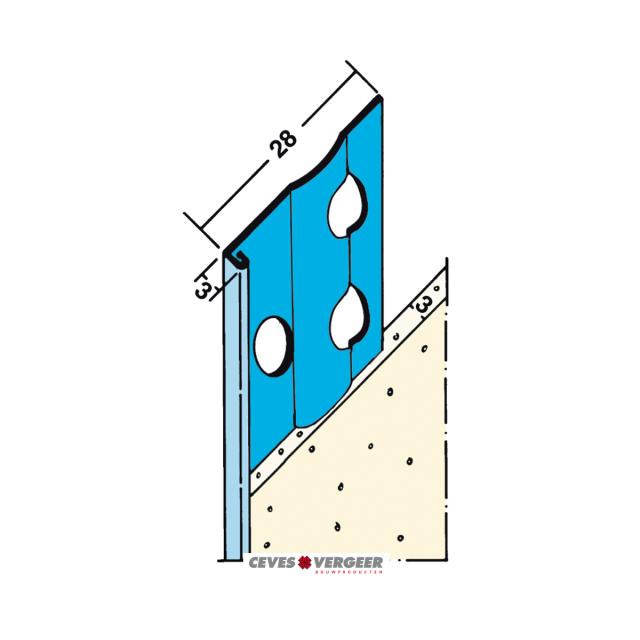 Stucstopprofiel aluzink L= 2700mm - 1236H-2.70