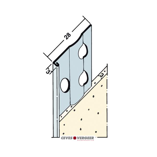 Stucstopprofiel gecoat verzinkt staal wit L= 3000mm - 1236S-3.00-WIT