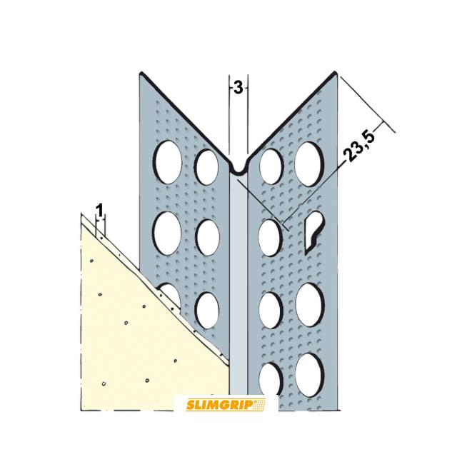 Slimgrip gipsplaat hoekbeschermer aluminium L= 3000mm - SG9078-3.00