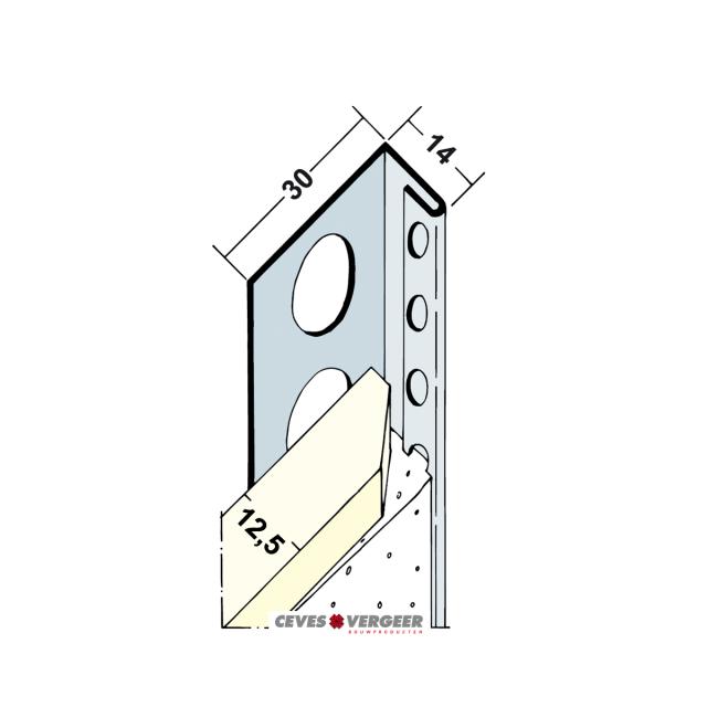 Stucstopprofiel gecoat verzinkt staal wit L= 3000mm - 1131S-3.00-WIT