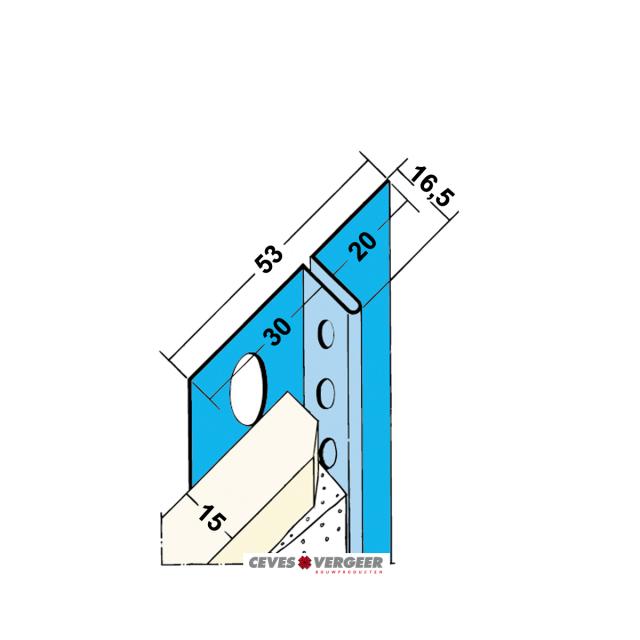 Stucstop/aansluitprofiel verzinkt staal L= 3000mm - 1315-3.00