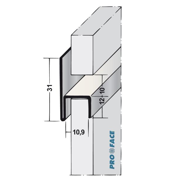 Proface -YOIN-HS ABL aluminium zwart L= 2500mm - HS109-ABL250
