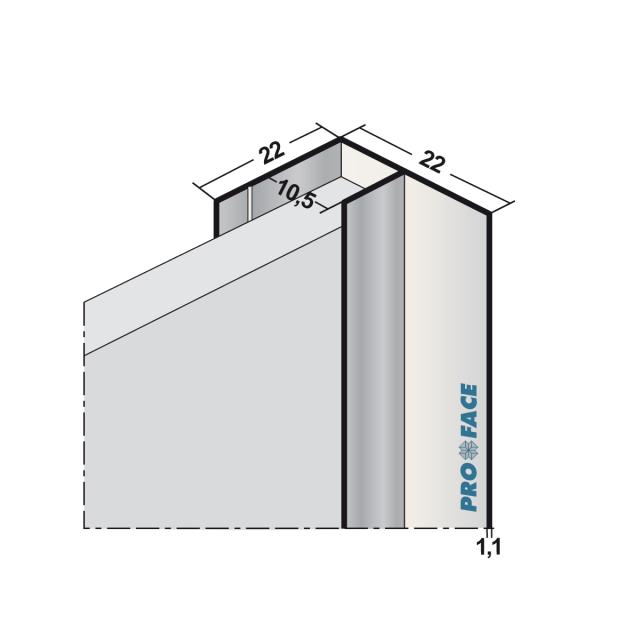 Proface -YOIN-U aluminium zwart L= 3055mm - U105F-ABL305