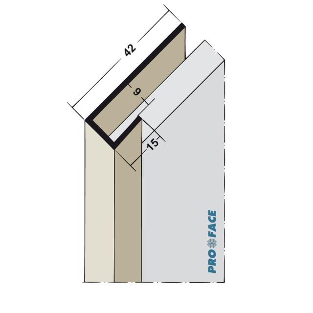 Proface -YOIN-U P hard pvc zwart L= 2500mm - U90-PBL250