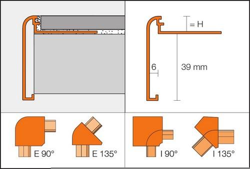 RONDEC-STEP aluminium geanodiseerd L= 2500mm - RS80AE39-2.50