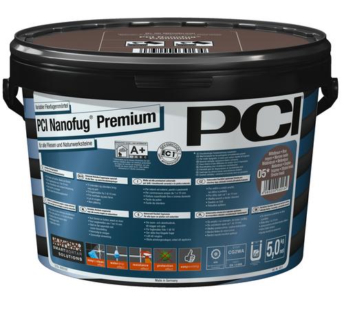 PCI Nanofug Premium 41 donkerbruin variabele, flexibele voegmortel emmer 5 kg