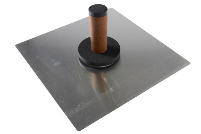 Doordagt-Premium KURK Spaarbord Aluminium 30x30 cm Handvat in het midden, Kurkgreep